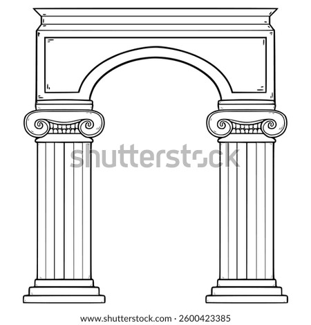 arch columns illustration hand drawn outline vector
