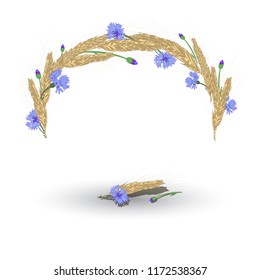 arch of cornflower and grain create a good mood, energizes