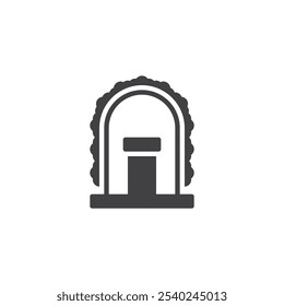 Bogen mit Blumen, Vektorsymbol dekoriert. gefülltes Flachschild für mobiles Konzept und Webdesign. Hochzeitsbogen-Symbol. Symbol, Logo-Abbildung. Vektorgrafiken