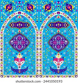 Arch desing motive blue desing ceramics design eps file vectordesing 