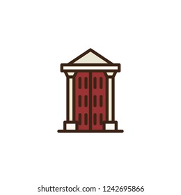 Arch door and columns filled outline icon, line vector sign, linear colorful pictogram isolated on white. Entrance doors symbol, logo illustration. Pixel perfect vector graphics