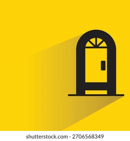 arch door icon with shadow on yellow background