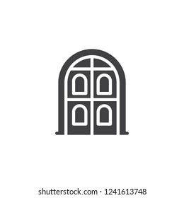 Arch door vector icon. filled flat sign for mobile concept and web design. Arched wooden doors simple solid icon. Symbol, logo illustration. Pixel perfect vector graphics
