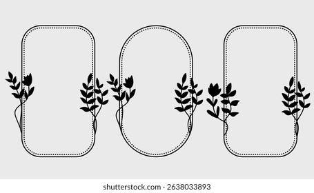 Arch Floral Frame Hand-Drawn Botanical Vector Illustration