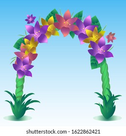 Arch with flowers. Vector illustration. Can be used as a background, postcard, invitation