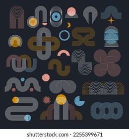 Arch forms. Abstract geometric waveforms graphic lines minimalists shapes recent vector rainbows templates