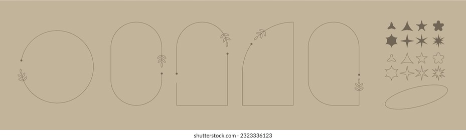 Arch frame aesthetic element, set simple frame and elements, simple aesthetic for you progect, template, poster