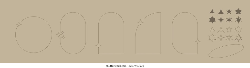 Arch frame aesthetic element, set simple frame and elements, simple aesthetic for you progect, template, poster