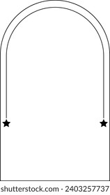 Arch frame border icon with star shape symbol for decorative vintage doodle element for design in vector illustration