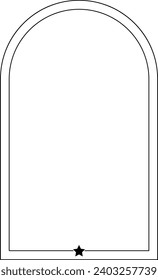 Arch frame border icon with star shape symbol for decorative vintage doodle element for design in vector illustration