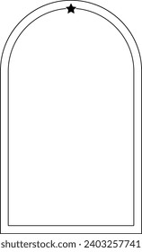 Icono de borde de marco de arco con símbolo de forma estrella para elemento doodle vintage decorativo para diseño en ilustración vectorial