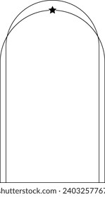 Icono de borde de marco de arco con símbolo de forma estrella para elemento doodle vintage decorativo para diseño en ilustración vectorial