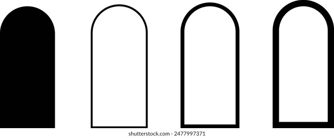 Arch Frame Set Ästhetik im trendigen Stil, schlichte Rahmen und Elemente, ästhetische geometrische Form für Sie stilisierte Hintergrund-Projekt, Vorlage, Poster, Social Media und Fenster-Silhouette.