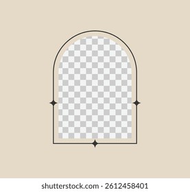 Arch frame with sparkles design, simple decorative boho style border vector