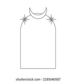 Arch frame with stars and moon. Design element, logo.