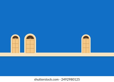 Arch or Full Springline Window on Blue Wall - Stock Illustration as EPS 10 File