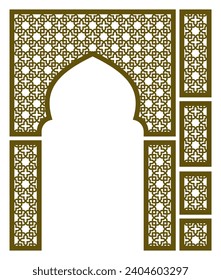 Arch with geometric pattern in Arabic style 