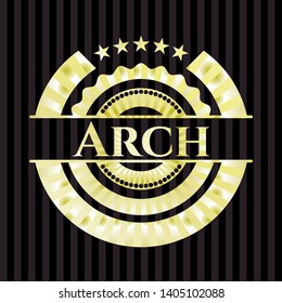 Arch gold badge. Vector Illustration. Detailed.