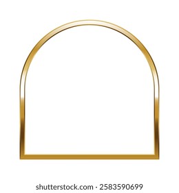 Arch gold frame. Isolated luxury arch shape golden border. Gold arch flat frame mockup design element. Vector illustration.