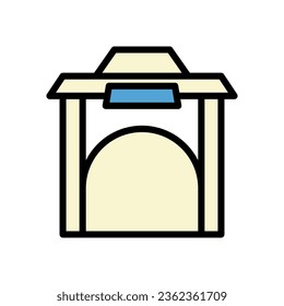 Icono de arco delineado de color crema azul crema china elemento vector año nuevo y símbolo perfecto.