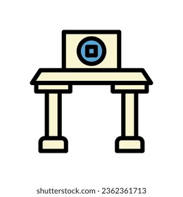 Arch icon colored outline blue cream colour chinese new year vector element and symbol perfect.