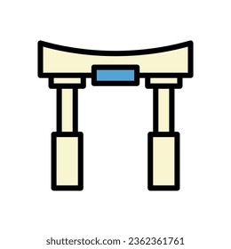 Arch icon colored outline blue cream colour chinese new year vector element and symbol perfect.