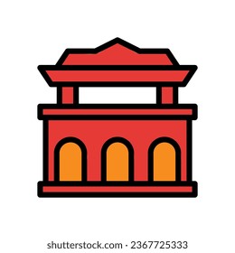 Arch icon colored outline red orange colour chinese new year vector element and symbol perfect.