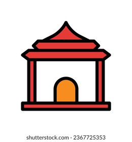 Arch icon colored outline red orange colour chinese new year vector element and symbol perfect.
