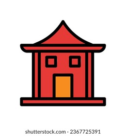 Arch icon colored outline red orange colour chinese new year vector element and symbol perfect.