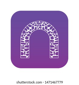 Arch icon digital purple for any design isolated on white vector illustration