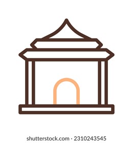 Icono de arco duocolor color marrón estilo chinés elemento vector año nuevo y símbolo perfecto.