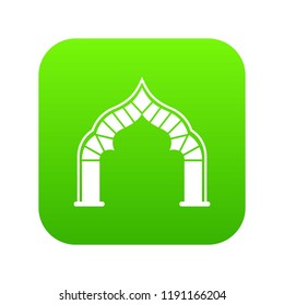 Arch icon green vector isolated on white background
