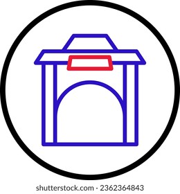 Arch icon line rounded red blue colour chinese new year vector element and symbol perfect.