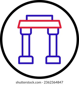 Arch icon line rounded red blue colour chinese new year vector element and symbol perfect.