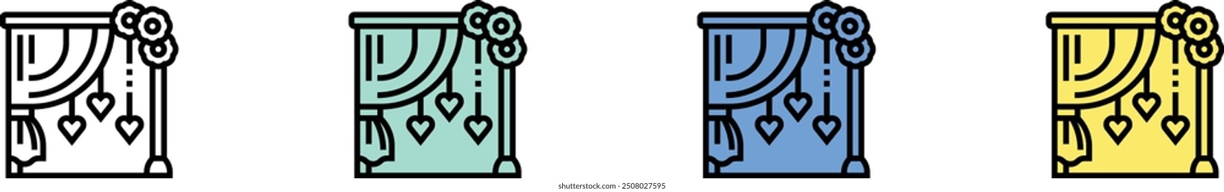 arch icon. Outline, Green, Blue and Yellow Style Design Isolated On White Background