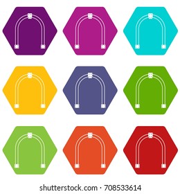 Arch icon set many color hexahedron isolated on white vector illustration