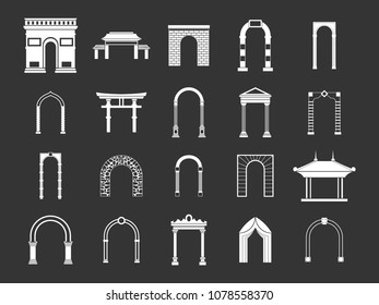 Arch icon set vector white isolated on grey background 