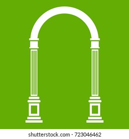 Arch icon white isolated on green background. Vector illustration