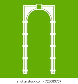 Arch icon white isolated on green background. Vector illustration