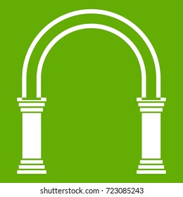 Arch icon white isolated on green background. Vector illustration