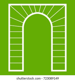 Arch icon white isolated on green background. Vector illustration