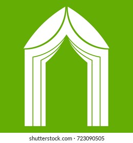 Arch icon white isolated on green background. Vector illustration