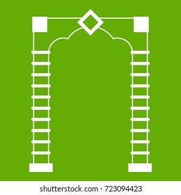 Arch icon white isolated on green background. Vector illustration