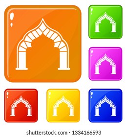 Arch icons set collection vector 6 color isolated on white background