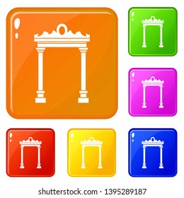Arch icons set collection vector 6 color isolated on white background