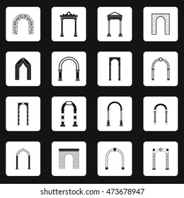 Arch icons set in simple style. Architectural arches frame set collection vector illustration