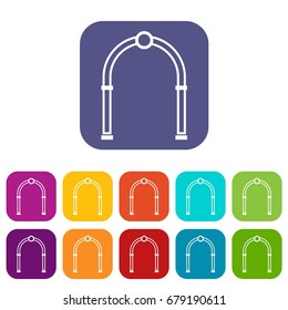 Arch icons set vector illustration in flat style In colors red, blue, green and other