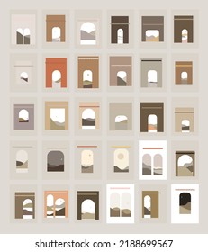 Arch and Landscapes Abstract Templates Vector Set.These templates can be used for a variety of design purposes, such as wall art, wall decor, posters, or web graphics.  