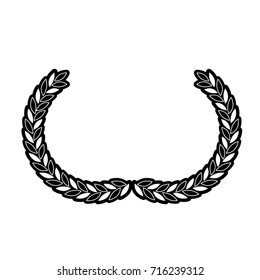 arch of leaves in medium shape in monochrome silhouette vector illustration