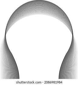 Arch lines .Abstract flow lines background . Fluid wavy arch shape .Striped linear pattern . Music sound wave . Vector illustration
